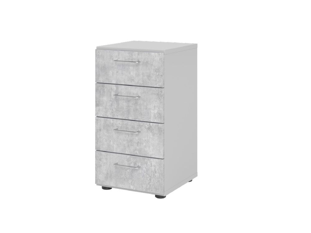 Produktbild Hammerbacher Regal 2OH 4 Schubkästen Metallgriff BS B 40 x T 42 x H 74,6 cm Grau/Beton