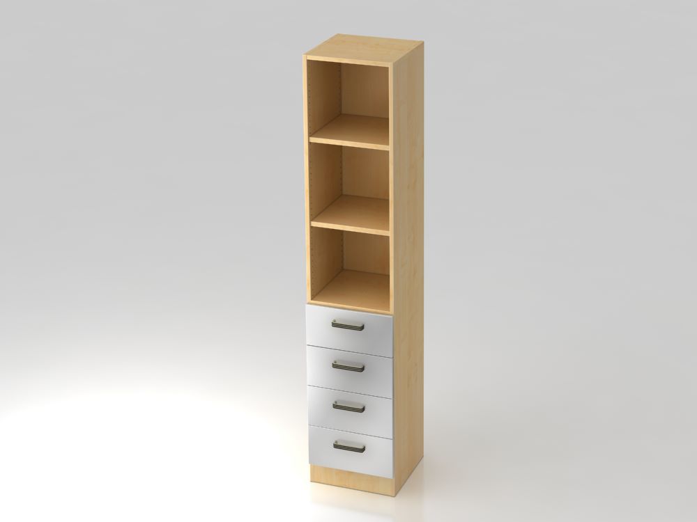 Produktbild Hammerbacher Regal 5OH Ahorn 40,6 x 42 x 200,4 cm 4 Schübe SG Silber