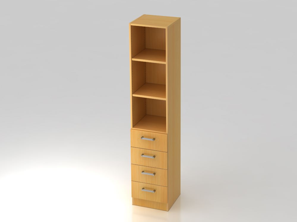 Produktbild Hammerbacher Regal 5OH 4 Schübe 40,6 x 42 x 200,4 cm CE Buche