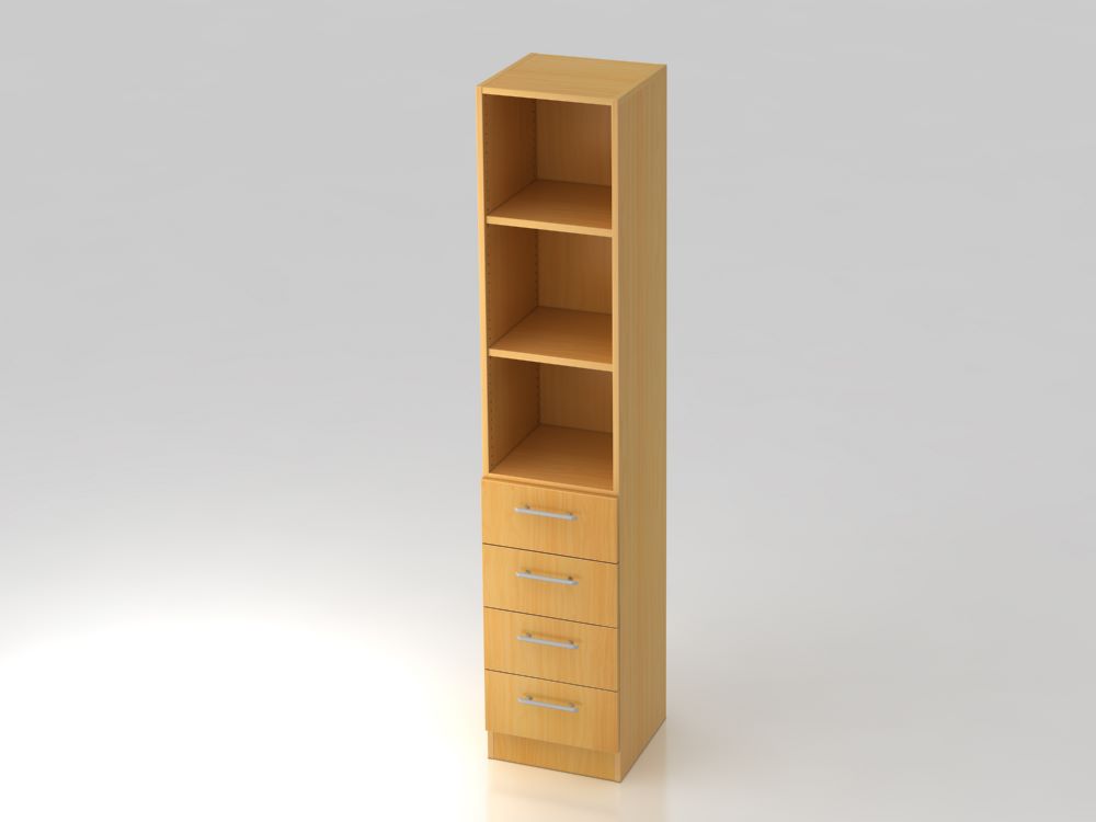 Produktbild Hammerbacher Regal 5OH Buche 4 Schübe RE 40,6 x 42 x 200,4 cm