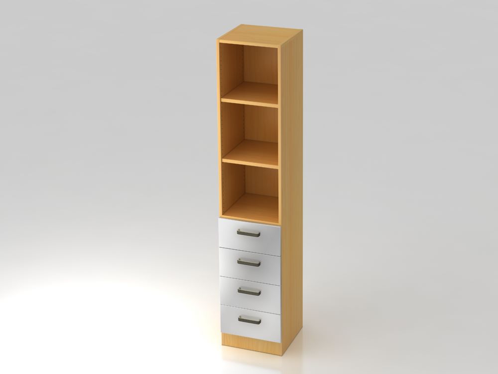 Produktbild Hammerbacher Regal 5OH Buche Silber 4 Schübe SG 40,6 x 42 x 200,4 cm