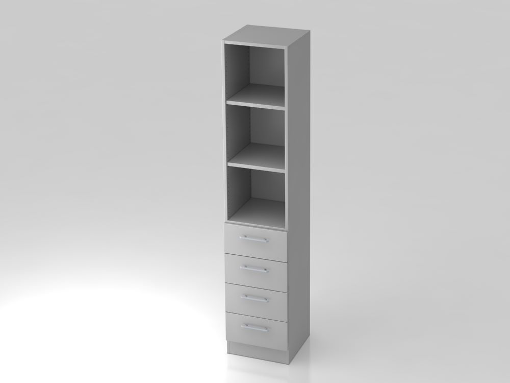 Produktbild Hammerbacher Regal 5OH mit 4 Schübe 40,6 x 42 x 200,4 cm RE Grau