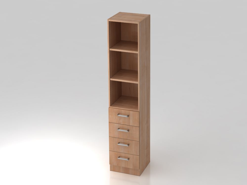 Produktbild Hammerbacher Regal 5OH Nussbaum 4 Schübe CE 40,6 x 42 x 200,4 cm