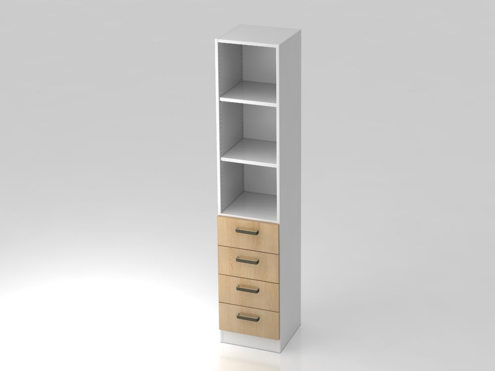 Produktbild Hammerbacher Regal 5OH Höhe 200,4 cm 4 Schübe SG Weiß Eiche