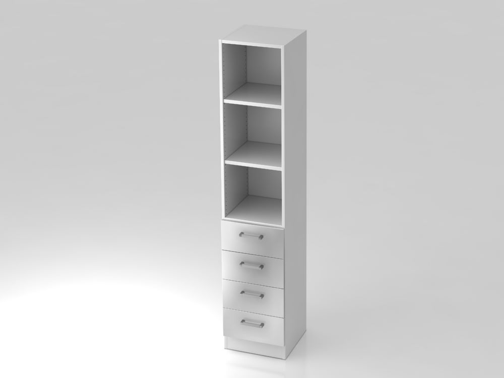 Produktbild Hammerbacher Regal 5OH 40,6 x 200,4 cm 4 Schübe CE Weiß Silber