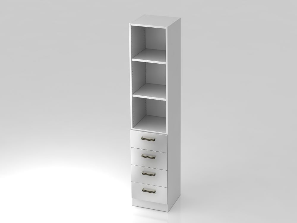 Produktbild Hammerbacher Regal 5OH 4 Schübe SG Weiß Silber 40,6 x 200,4 cm