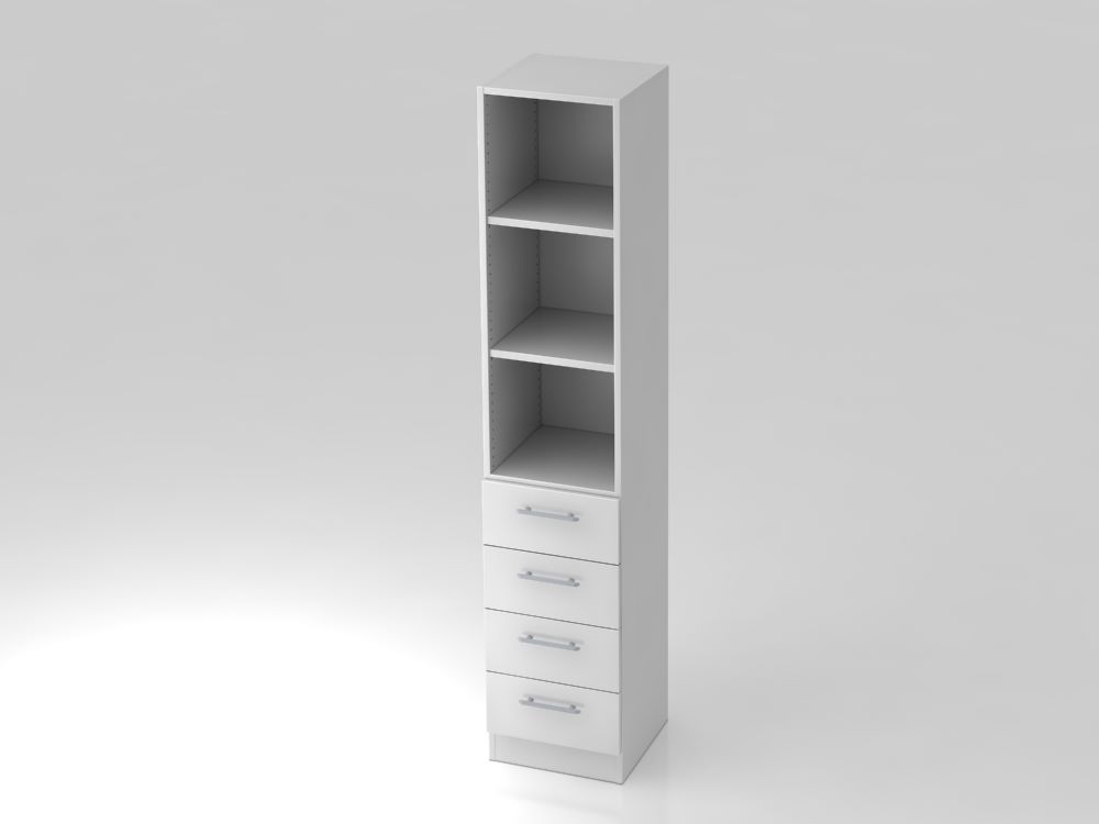 Produktbild Hammerbacher Regal 5OH in Weiß 4 Schübe RE 40,6 x 200,4 cm