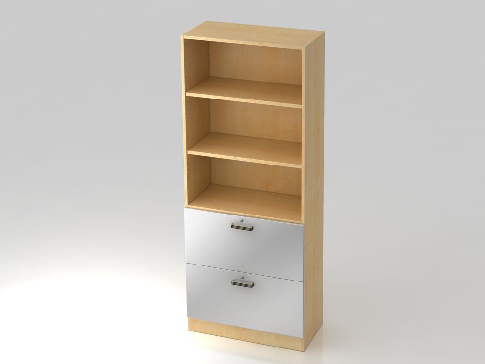 Produktbild Hammerbacher Regal Ahorn 5OH 80 cm breit 2HR mit Sockelblende SG Silber