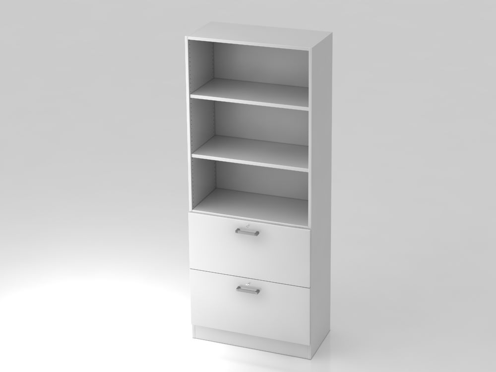 Produktbild Hammerbacher Regal 5OH 80 x 200,4 cm mit Sockelblende CE Weiß