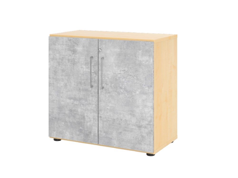 Produktbild Hammerbacher Regal mit Türen 2OH 928T2 Ahorn/Beton 80 x 42 x 74,6 cm