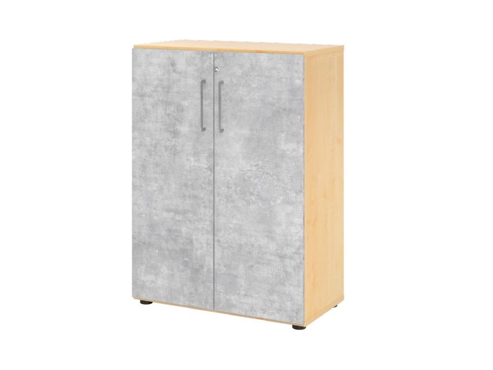 Produktbild Hammerbacher Regal mit Türen 3OH 938T3 Ahorn / Beton B 80 x T 42 x H 110 cm