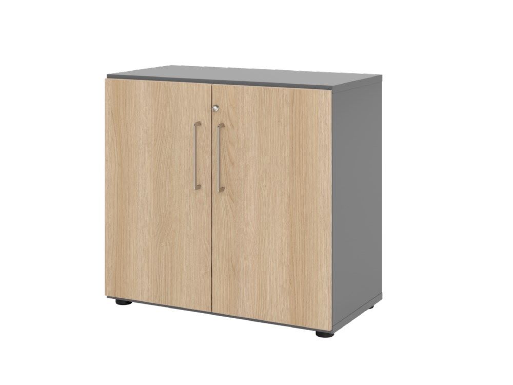 Produktbild Hammerbacher Regal mit Türen 2OH 928T2 Graphit/Eiche B 80 x T 42 x H 74,6 cm