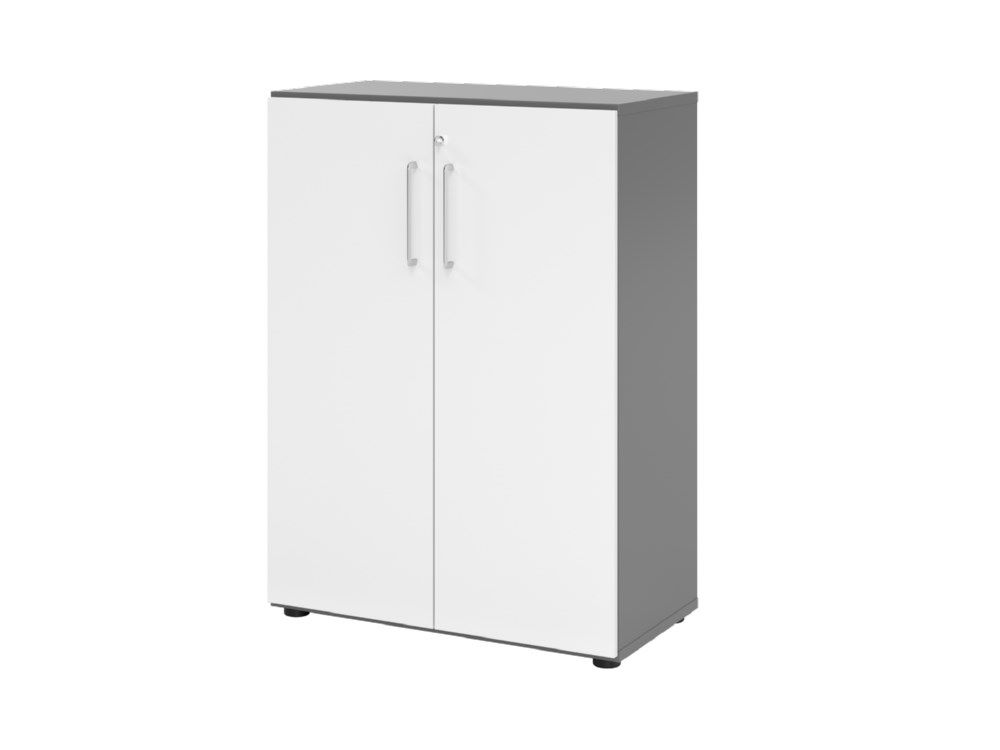 Produktbild Hammerbacher Regal mit Türen 3OH 938T3 Graphit / Weiß B 80 x T 42 x H 110 cm