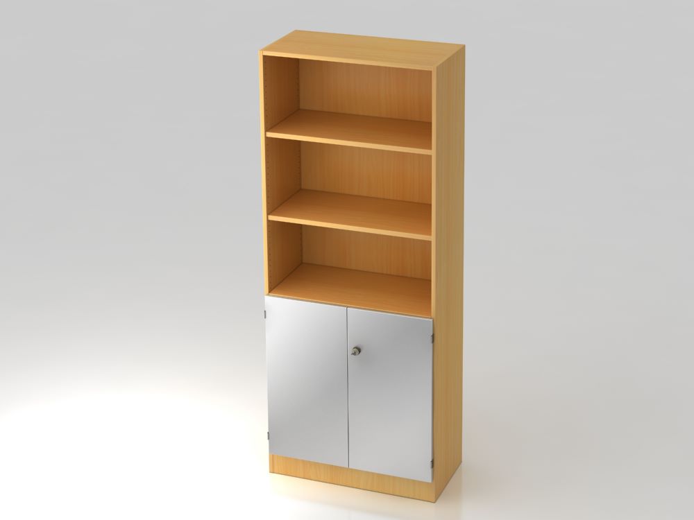 Produktbild Hammerbacher Regal in Buche 5OH 80 x 42 x 200,4 cm 2OH Türen in Silber