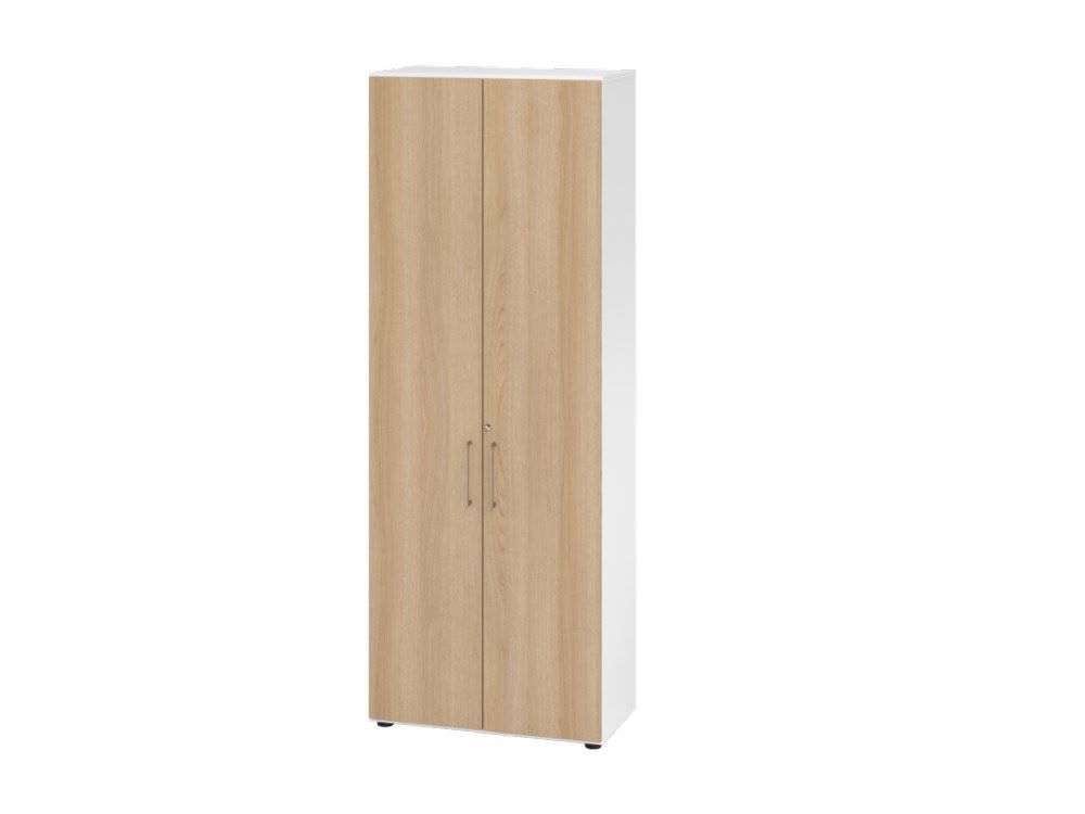 Produktbild Hammerbacher Regal mit Türen 6OH 968T6 Weiß / Eiche B 80 x T 42 x H 215,4 cm