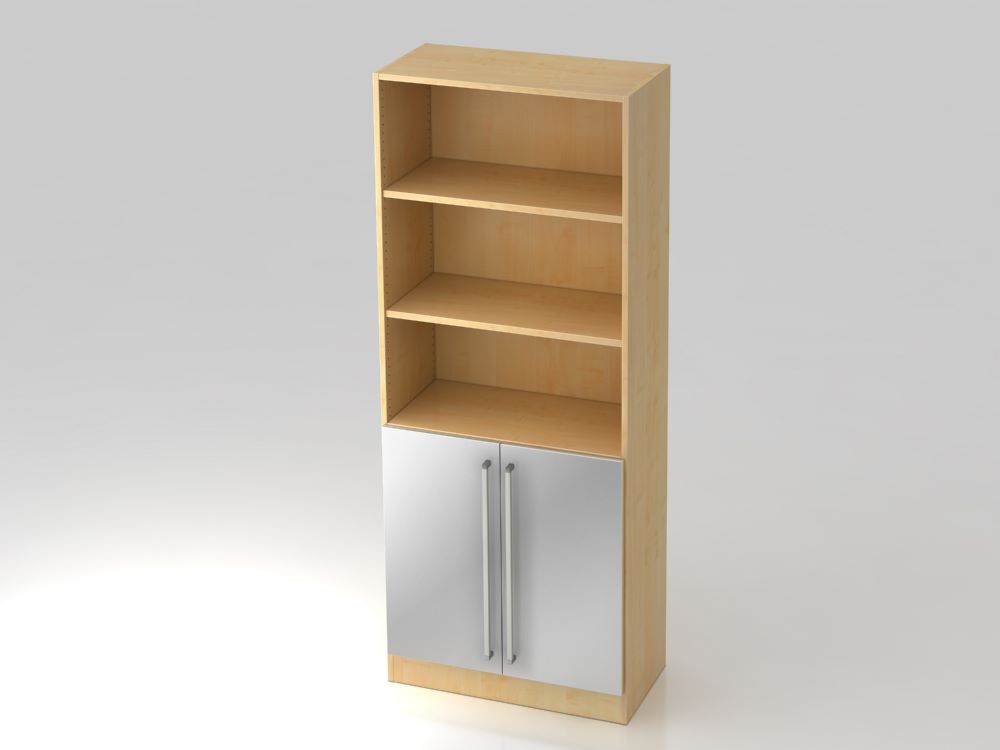 Produktbild Hammerbacher Regal 5OH Buche mit 2 Türen Silber CE