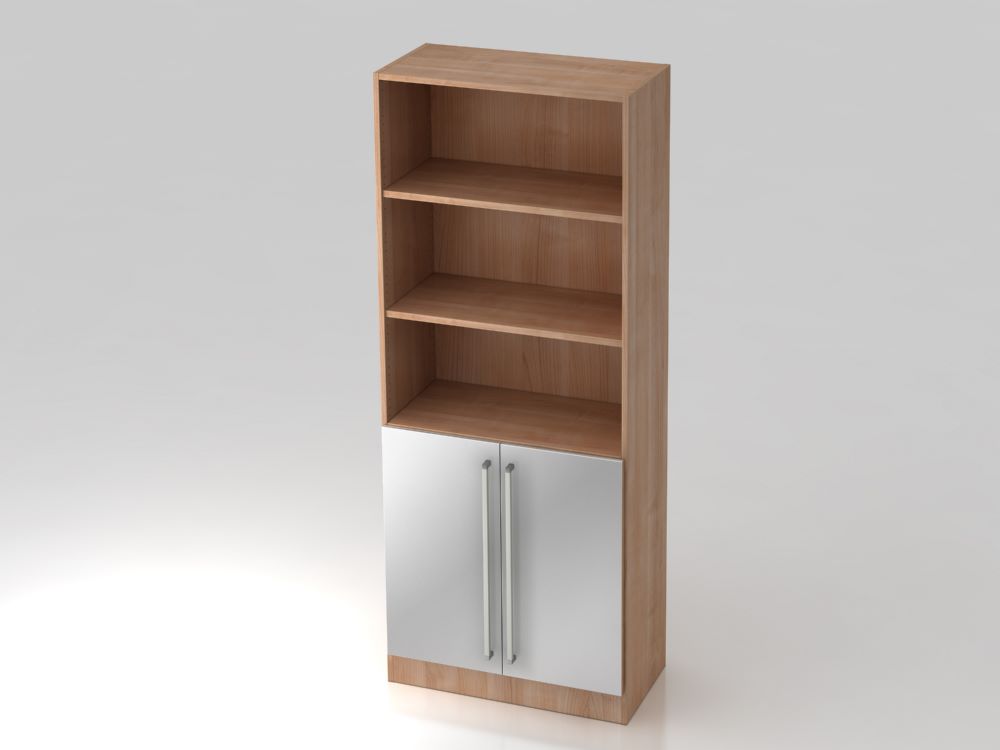 Produktbild Hammerbacher Regal 5OH Nussbaum Höhe 200,4 cm 2 Türen in silber CE