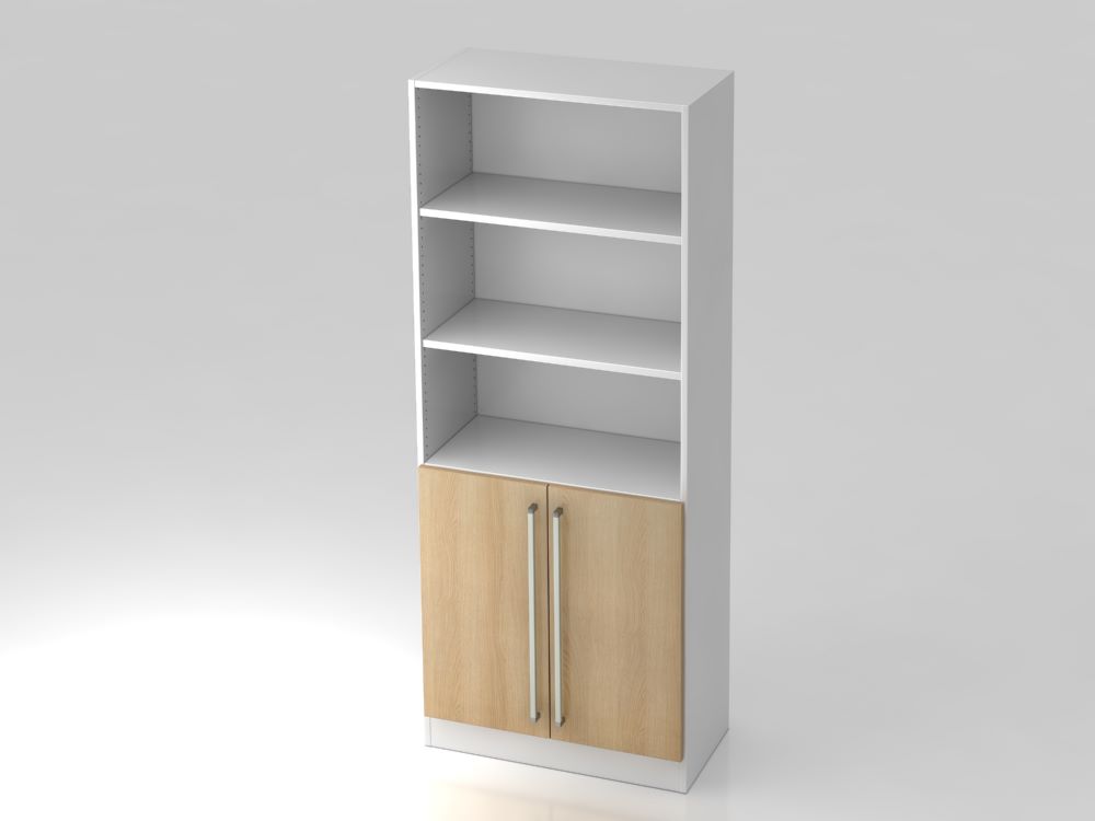 Produktbild Hammerbacher Regal 5OH in weiß 80 x 200,4 cm 2 Türen Eiche CE