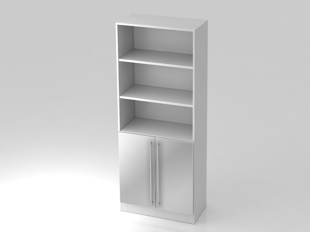 Produktbild Hammerbacher Regal 5OH 80 x 200,4 cm mit 2 Türen RE Weiß Silber