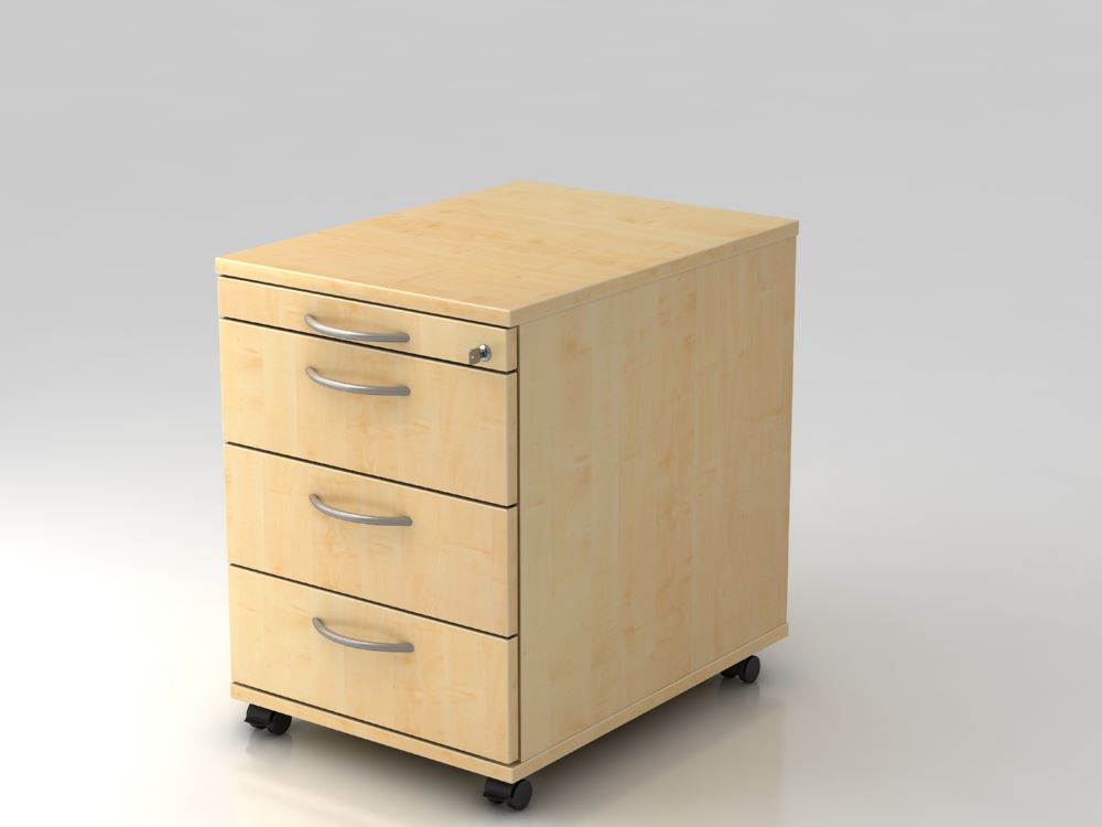 Produktbild Hammerbacher Bürowagen Ahorn 58 cm 3 Schübe Schloß BM