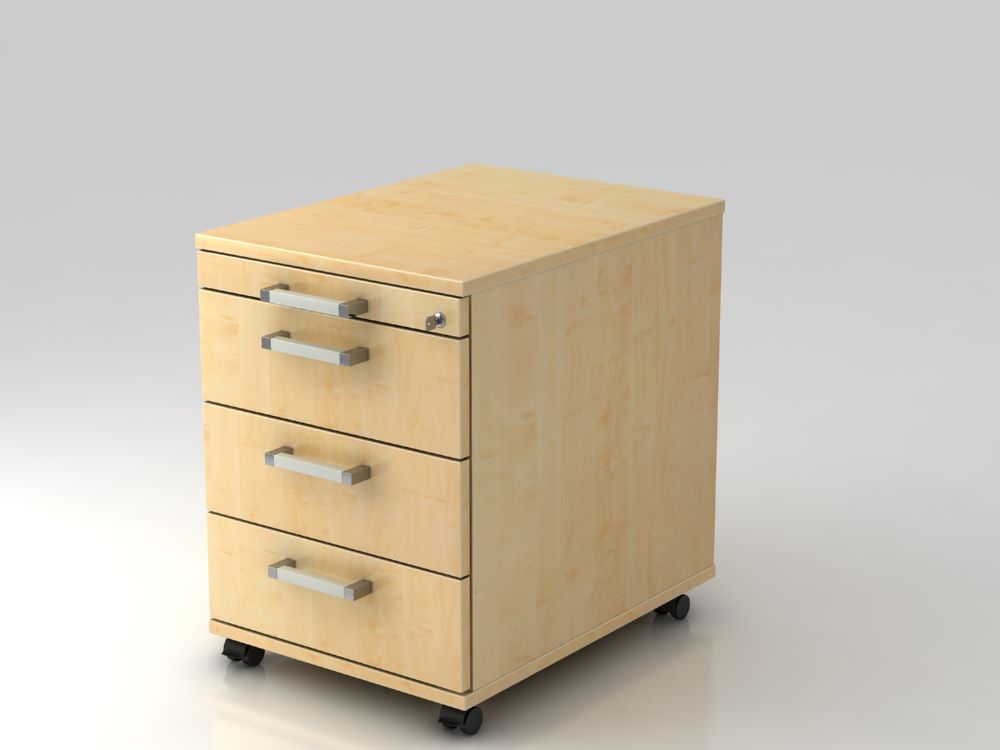 Produktbild Hammerbacher Bürowagen Ahorn 58 cm 3 Schübe und Schloß CE