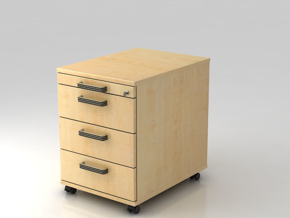 Produktbild Hammerbacher Bürowagen 58 cm 3 Schübe und Schloß SG Ahorn