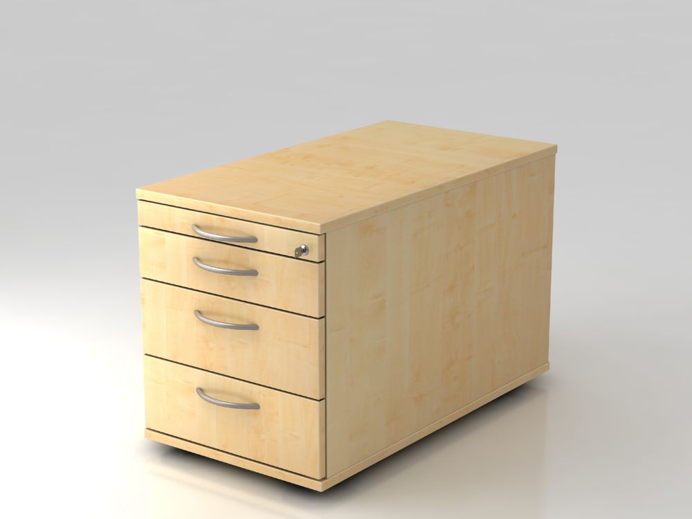 Produktbild Hammerbacher Bürowagen in ahorn 80 cm 3 Schubladen Schloss BM