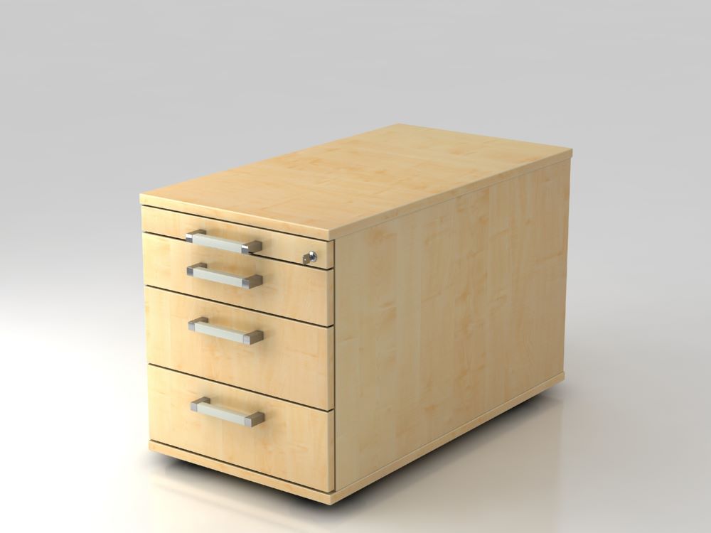 Produktbild Hammerbacher Bürowagen Ahorn 80 cm 3 Schubladen Schloss CE