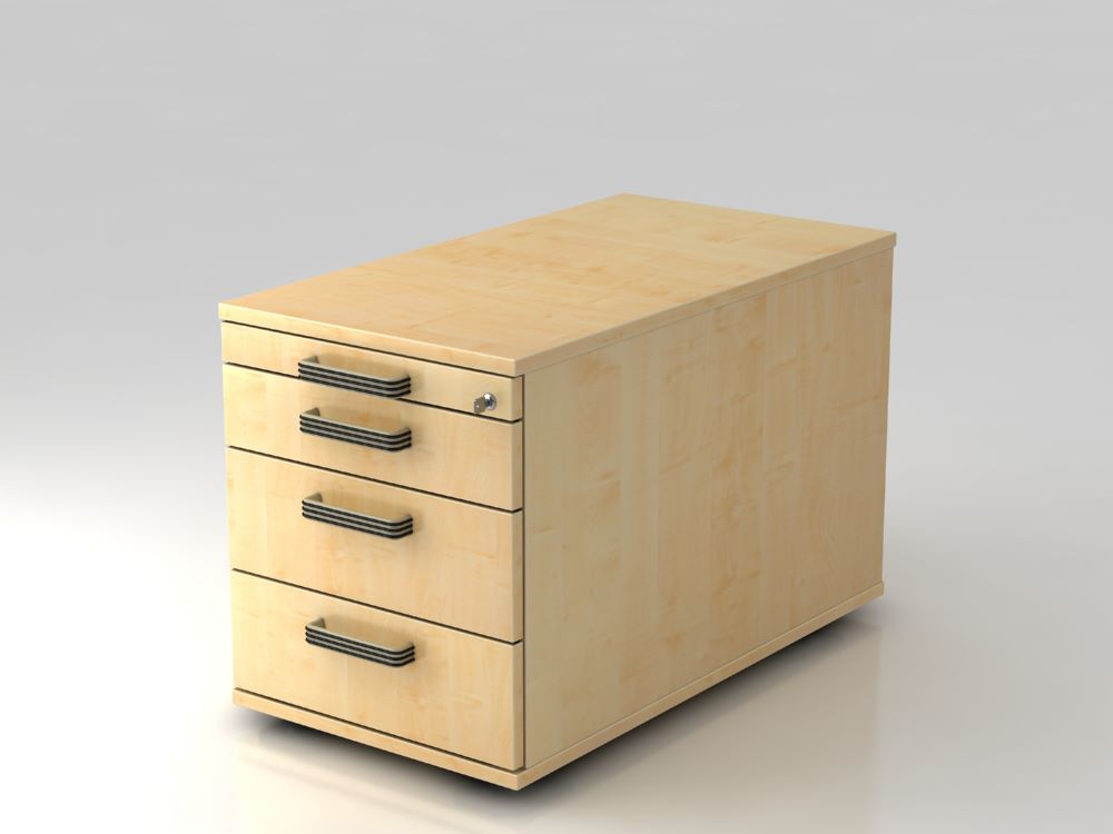 Produktbild Hammerbacher Bürowagen 80 cm 3 Schubladen Schloss SG Ahorn