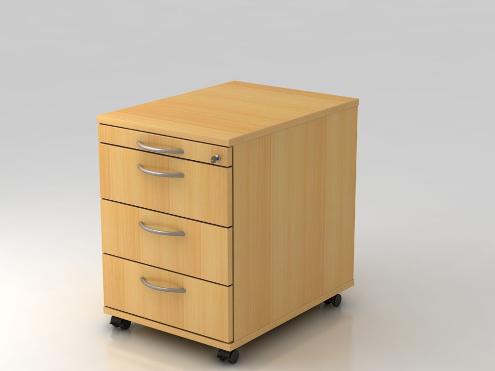 Produktbild Hammerbacher Bürowagen 58 cm mit 3 Schüben Schloß BM Buche