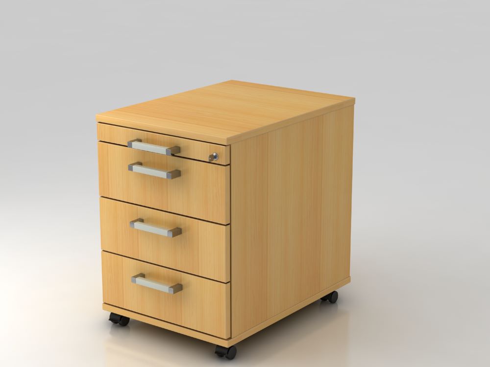 Produktbild Hammerbacher Bürowagen 58 cm mit 3 Schübe Schloß CE Buche