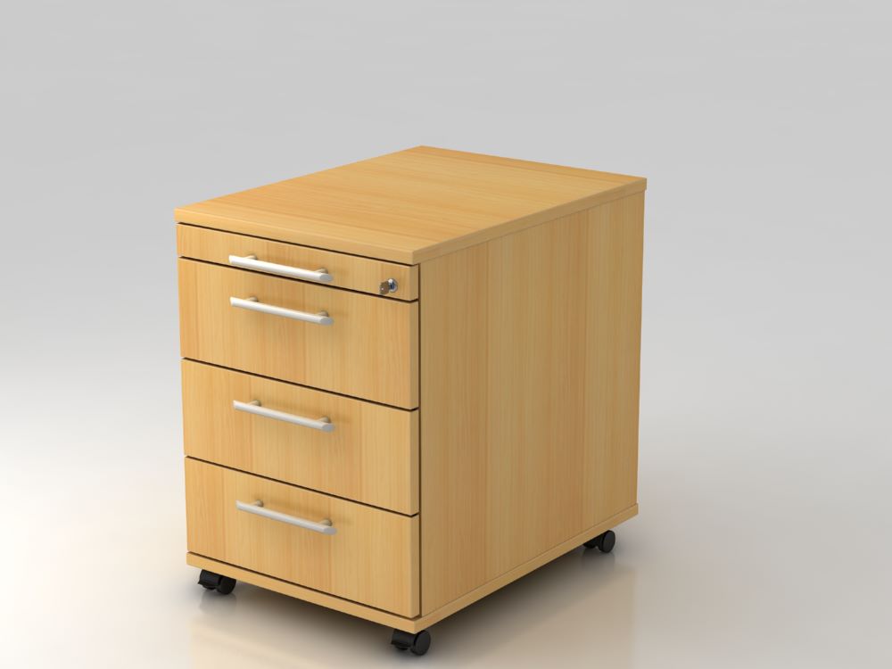 Produktbild Hammerbacher Bürowagen 58 cm 3 Schübe und Schloß RE Buche