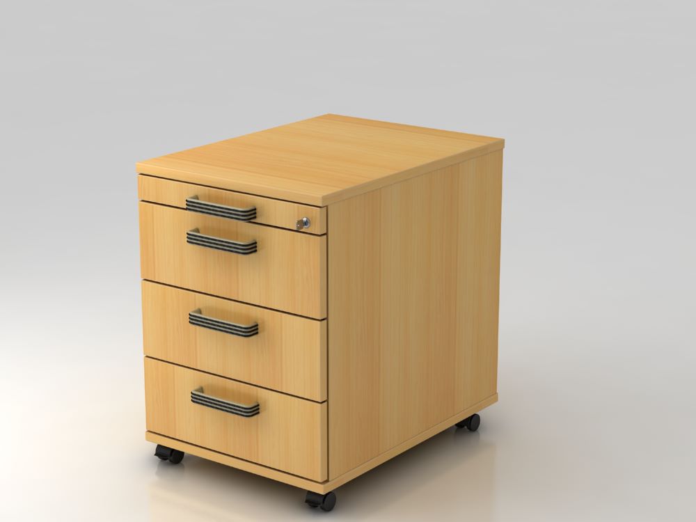 Produktbild Hammerbacher Bürowagen 58 cm 3 Schübe mit Schloß SG Buche