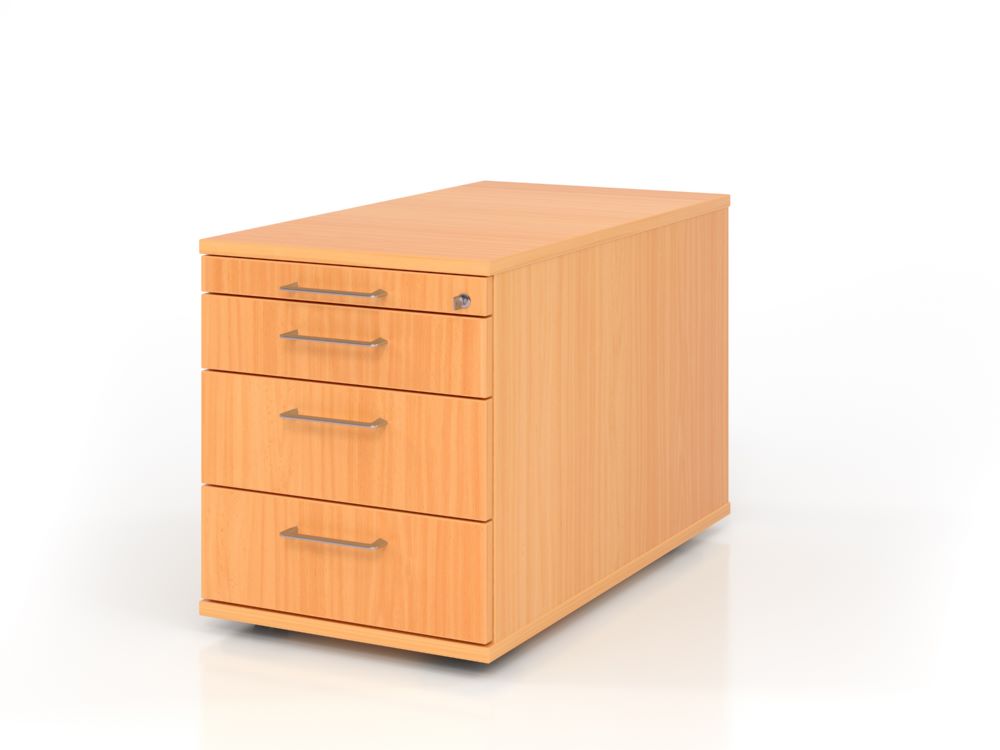 Produktbild Hammerbacher Bürowagen zum rollen 80cm 3 Schubladen Schloss BS Buche