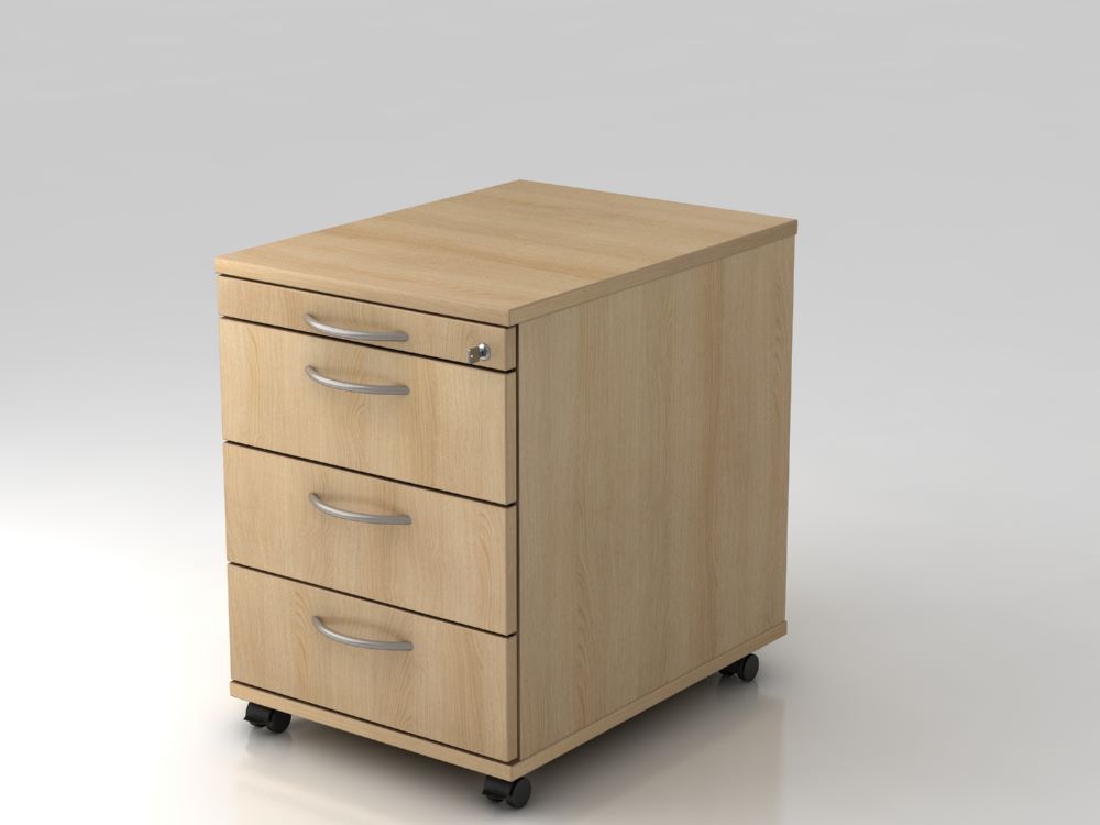 Produktbild Hammerbacher Bürowagen mit 58 cm 3 Schübe Schloß BM Eiche