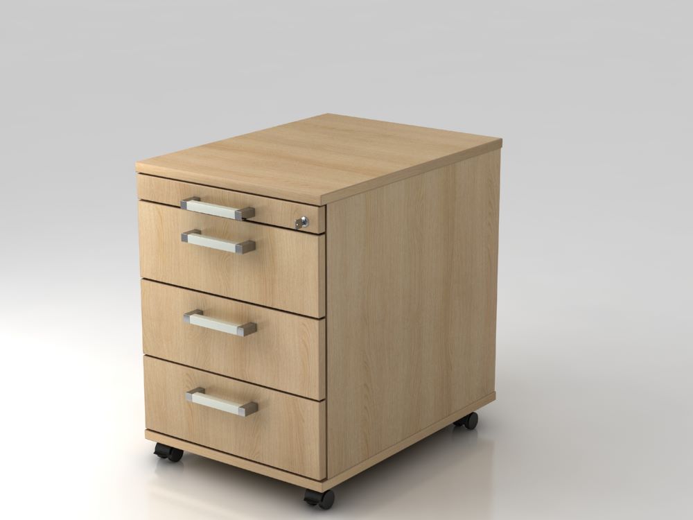 Produktbild Hammerbacher Bürowagen 58 cm 3 Schübe und Schloß CE Eiche