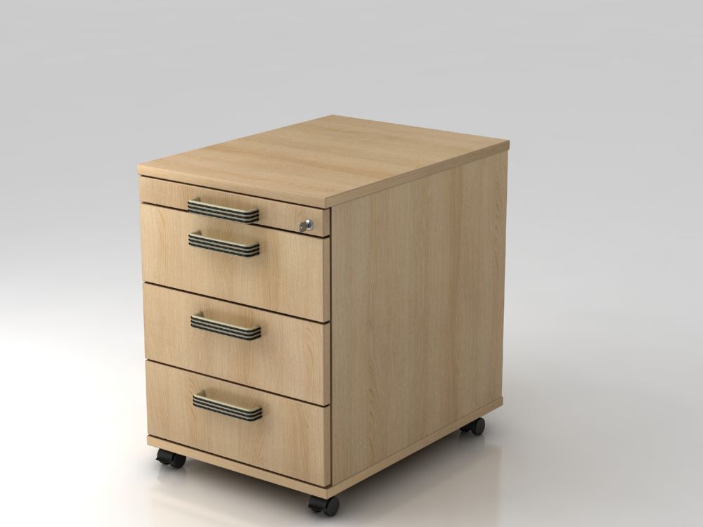 Produktbild Hammerbacher Bürowagen 58 cm 3 Schübe Schloß SG Farbe Eiche