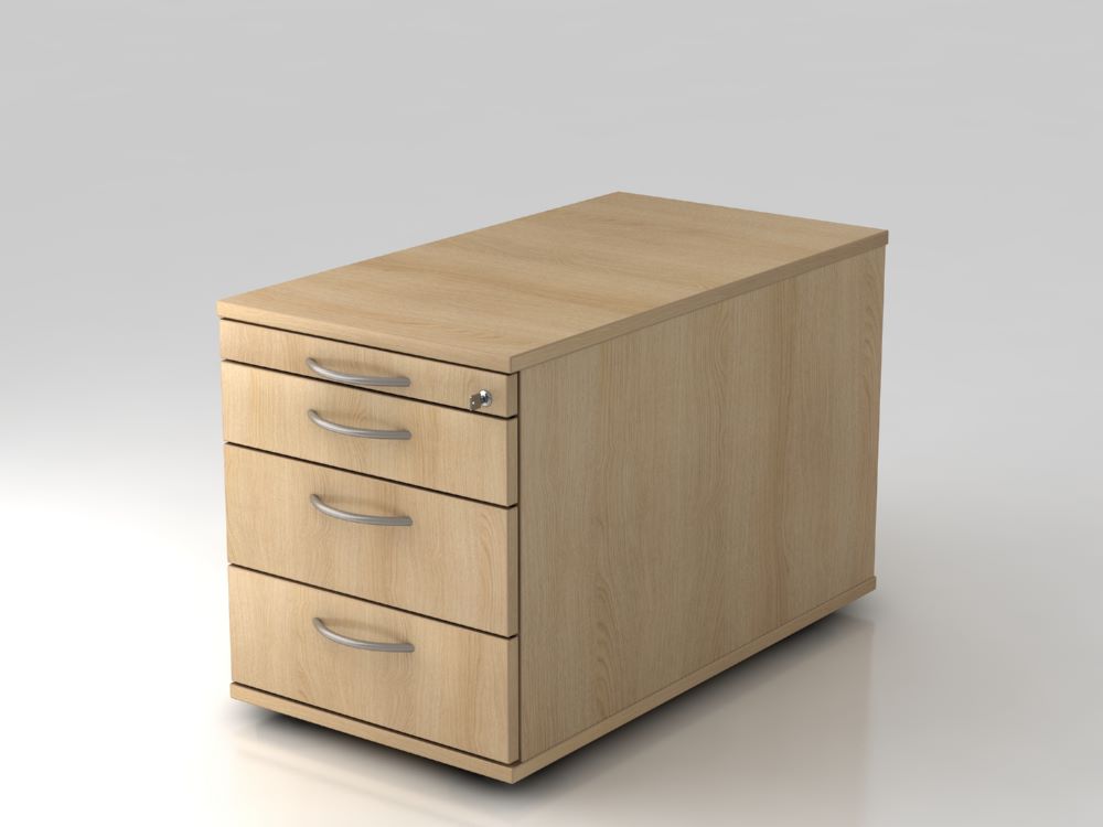 Produktbild Hammerbacher Bürowagen zum rollen 80 cm 3 Schubladen BM Eiche