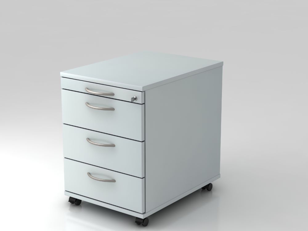 Produktbild Hammerbacher Bürowagen 58 cm mit 3 Schüben Schloß BM Grau