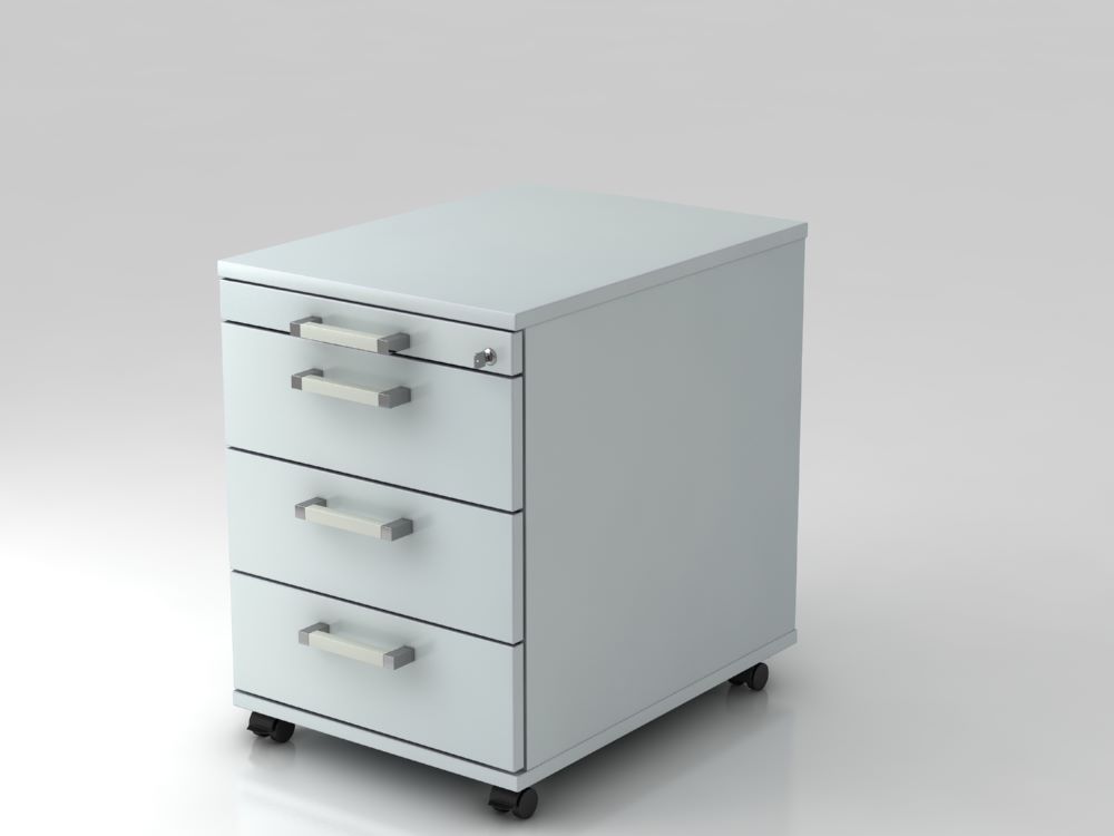 Produktbild Hammerbacher Bürowagen 58 cm 3 Schübe und Schloß CE Grau