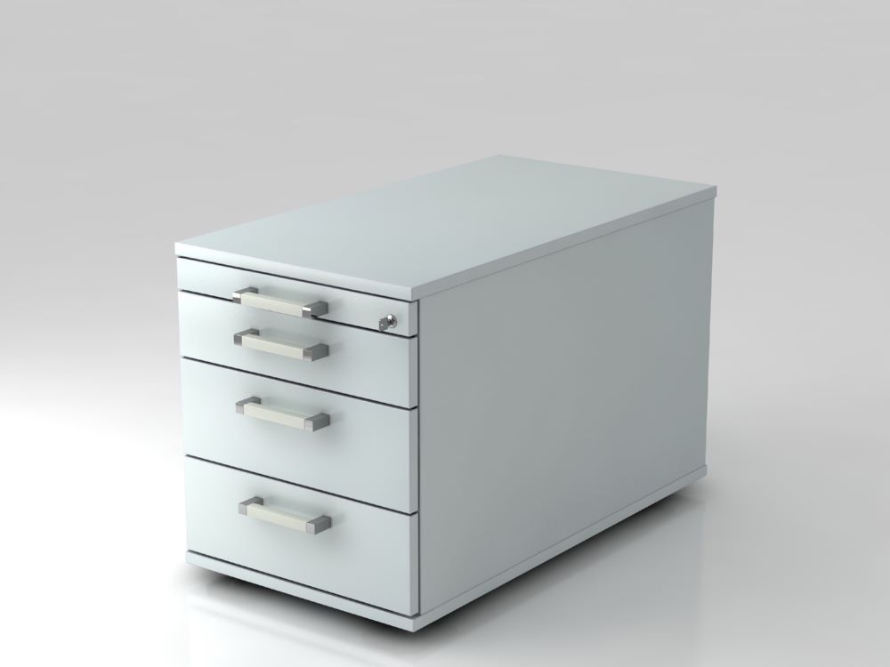 Produktbild Hammerbacher Bürowagen 80 cm mit 3 Schubladen Schloss CE in Grau