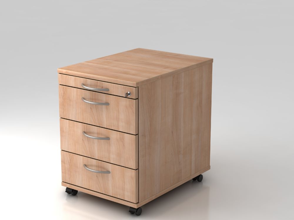 Produktbild Hammerbacher Bürowagen mit 58 cm 3 Schübe Schloß BM Nussbaum