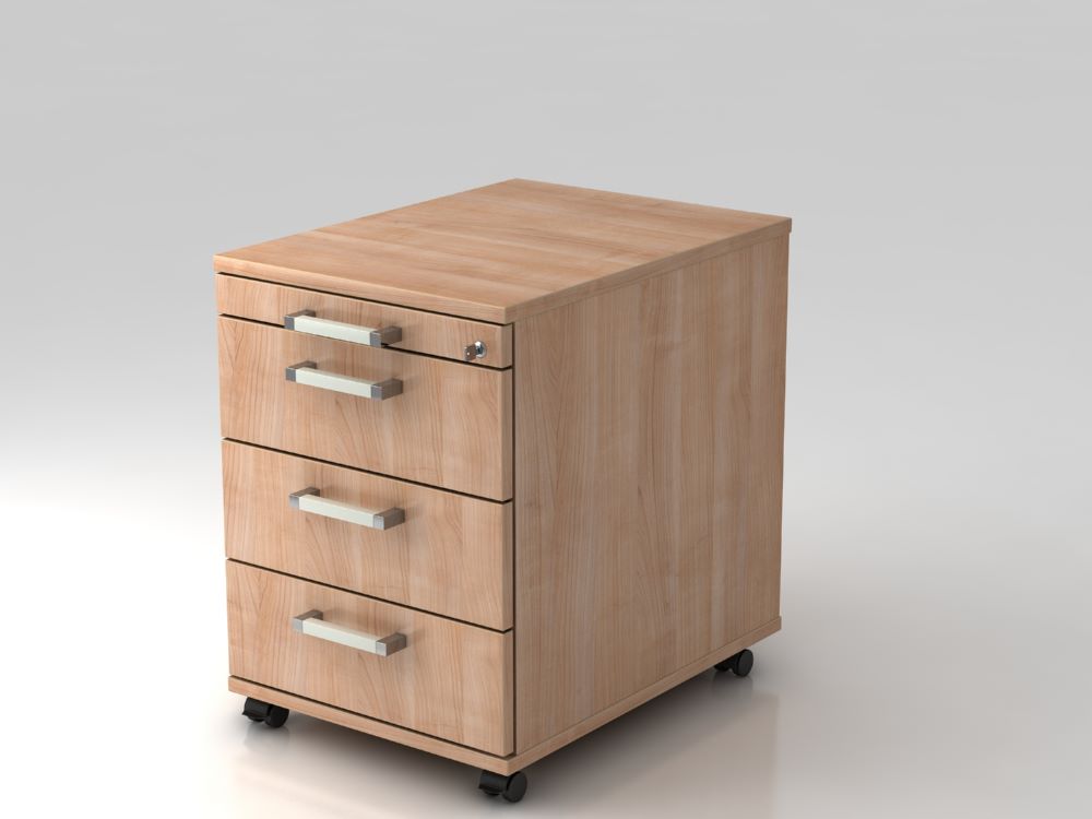 Produktbild Hammerbacher Bürowagen 58 cm 3 Schübe und Schloß CE Nussbaum