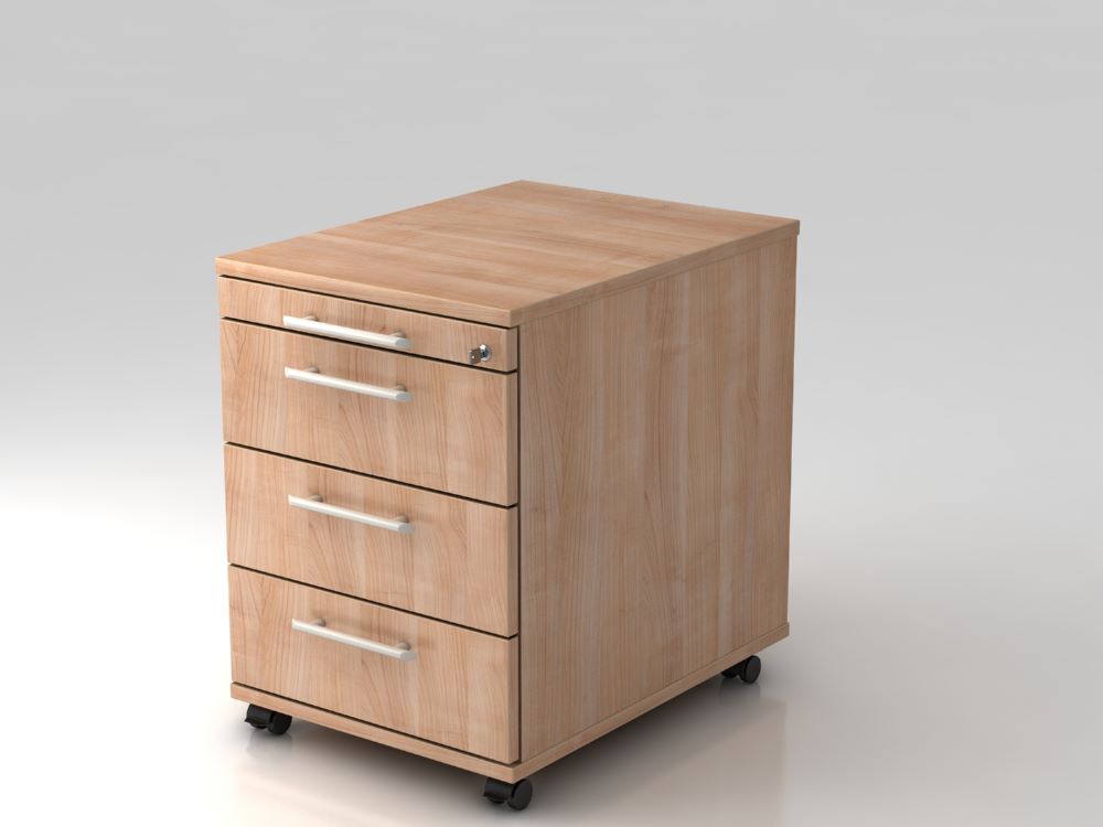 Produktbild Hammerbacher Bürowagen 58 cm 3 Schübe Schloß RE Nussbaum