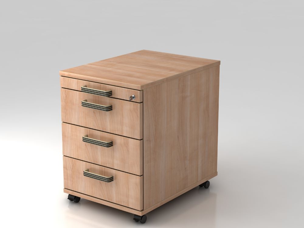 Produktbild Hammerbacher Bürowagen 58 cm 3 Schübe Schloß SG Farbe Nussbaum