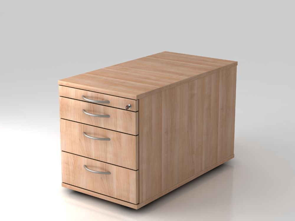 Produktbild Hammerbacher Bürowagen rollbar 80 cm 3 Schubladen Schloss BM Nussbaum