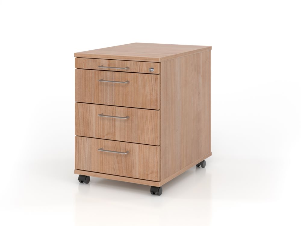 Produktbild Hammerbacher Bürowagen 58 cm mit 3 Schüben Schloß BS Nussbaum