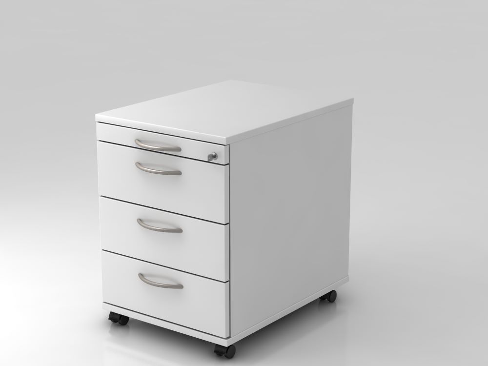 Produktbild Hammerbacher Rollcontainer 58 cm 3 Schübe Schloß BM Weiß