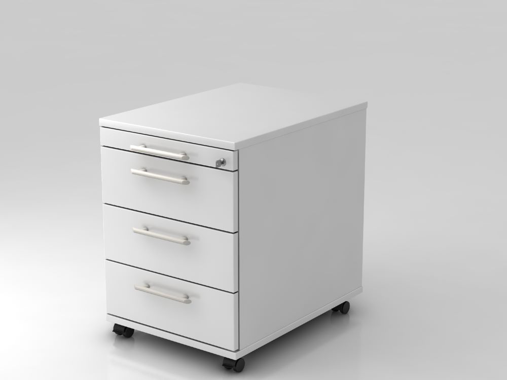 Produktbild Hammerbacher Bürowagen 42,8 x 58 x 59 cm 3 Schübe Schloß RE Weiß