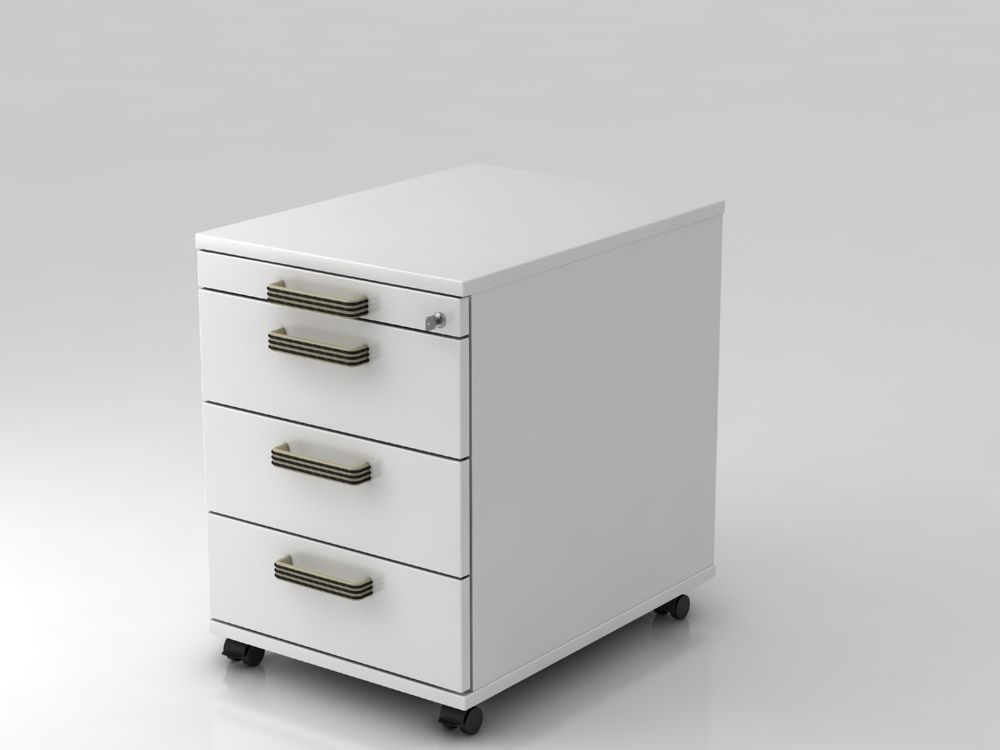 Produktbild Hammerbacher Bürowagen 58 cm mit 3 Schüben und Schloß SG Weiß